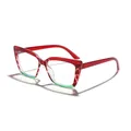 Stylish women's large frame anti-blue light glasses with red and green color block design - Red and Green Gradient Color Block