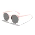Runde pinkfarbene Halbrahmen-Sonnenbrille für Kinder mit grauen Gläsern für draußen - Rosa Rahmen Graue Linse