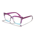 Stylish large cat-eye anti-blue light glasses with purple and blue gradient frame - Purple and Blue Color Block
