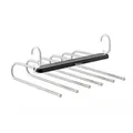 Multi-functional 6-tier stainless steel goose-neck pants hanger with folding design - 9 Hooks / Black