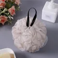 40g soft beige gradient mesh bath sponge loofah with black hanging ribbon for shower - 40.00g / Gray