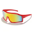 Lunettes de soleil de sport rouges pour enfants avec verre miroir jaune pour l'extérieur - Monture Rouge Miroir Rouge