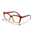 Fashionable tortoiseshell cat-eye glasses frame with anti-blue light lenses for women - Red and Yellow Tortoiseshell Color Block
