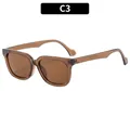 Retro bruine vierkante zonnebril met transparant montuur voor dames en heren kleur C3 - Donker Thee Frame Thee Lenzen
