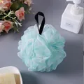Soft mint green mesh bath sponge ball with black hanging loop for rich shower foam - 40.00g / Light Blue
