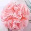Large pink lace mesh bath ball loofah sponge with super soft exfoliating lace ruffles - L / Pink