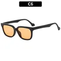 Retro kleine vierkante zonnebril met een zwart montuur en oranje glazen voor UV-bescherming - Zwart Frame Oranje Lens
