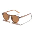 Round tortoise-shell frame sunglasses with brown lenses and UV protection - Transparent Tea Frame Tea Lens