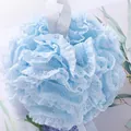 Large light blue lace bath ball for soft exfoliation and rich lather in a SKU view - L / Blue