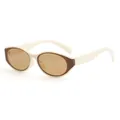 Vintage children's cat-eye sunglasses with cream frame and brown lenses for UV protection - Apricot Frame Tea Lens