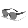 Irregular rimless cat-eye sunglasses with silver stud accents and dark grey lenses - Black Frame Grey Lens