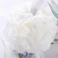 Soft white lace bath sponge shower puff for gentle exfoliating skin cleansing - L / White