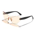 Vintage rimless cat-eye sunglasses for women featuring stylish gradient champagne lenses - Black Frame Champagne