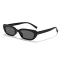 Retro narrow frame sunglasses in a sleek glossy black finish for trendy street style - Glossy Black/Grey Lens
