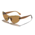 Vintage rimless cat eye sunglasses with brown gradient lenses for a stylish retro look - Brown Frame Tea Lens