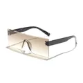 Gafas de sol rectangulares sin montura vintage con lentes degradadas marrones - Montura Negra Lentes Marrón Degradado