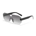 Modern rimless aviator sunglasses featuring a stylish grey gradient one-piece lens - Black Frame Dual Grey