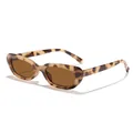 Retro narrow frame leopard print sunglasses with brown lenses for stylish street wear - Tortoise Brown