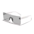 Gafas de sol rectangulares sin montura con lentes grises y patillas de color blanco - Montura Blanca Lente Gris Claro