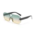 Modern rimless aviator sunglasses with gradient green to yellow integrated lenses - Black Frame Green-Tea Gradient