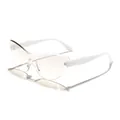 Retro frameless cat-eye sunglasses with stylish white arms and clear gradient lenses - White Frame Gradient White Mirror Lens