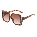 Gafas de sol vintage cuadradas oversize de leopardo con lentes degradadas marrones y bisagra calada - Gafas de sol cuadradas con patillas huecas / Montura Carey Lente Té