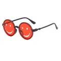 Gafas de sol de fiesta para niños con lentes redondas rojas de cara sonriente - Estilo de Cara Sonriente y Estrella Hueca / Montura negra lentes rojas