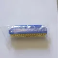 Portable blue and yellow washable handheld pet hair lint roller in clear plastic packaging - Small Cleaning Brush / Blue