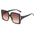 Gafas de sol cuadradas oversize con lentes degradadas marrones y montura de leopardo - Gafas de sol cuadradas con patillas huecas / Negro y Carey / Degradado Té