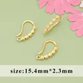 Exquisite 18K gold plated DIY earring hooks with clear zircons for jewelry making, size 15.4x2.3mm - MH7901A Style (MH7901A) / 1 Pair Pack / Gold