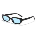 Occhiali da sole vintage con montatura stretta nera e lenti blu chiaro per un look alla moda - Nero Lucido Blu