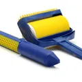 Reusable and washable handheld lint roller set in blue and yellow for pet hair removal. - Set / Blue