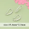 Silver plated DIY earring hooks with cubic zirconia stones, size 15.4mm*2.3mm - MH7901B Style (MH7901B) / 1 Pair Pack / Silver