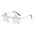 Frameless star-shaped sunglasses with blue and pink gradient lenses and gold frame - Gold Frame Blue to Pink Gradient