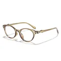 Classic brown translucent cat-eye eyeglass frames with minimalist design for unisex - Clear Tea Frame Anti-blue Light