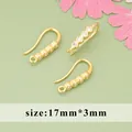 Handmade gold plated DIY earring hooks with cubic zirconia crystals, size 17mm x 3mm - MH7902A Style (MH7902A) / 1 Pair Pack / Gold