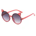 Adorable pink glittery cat-ear children's sunglasses with stylish gradient gray lenses - Red Frame Grey Lens