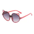Niedliche rosa Glitzer-Katzenohr-Sonnenbrille für Kinder mit modischen lila Verlaufsgläsern - Roter Rahmen Graue Gläser