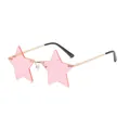 Eleganti occhiali da sole a stella senza montatura rosa con lenti alla moda - Montatura Dorata Lenti Rosa