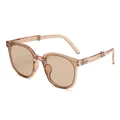 Tragbare faltbare Sonnenbrille in transparentem Braun mit UV-Schutz für Damen und Herren - Champagner Rahmen
