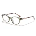 Trendy olive green cat-eye eyeglasses with tortoiseshell pattern temples SKU variant - Transparent Green Frame Tortoiseshell Temple Anti-Blue Light