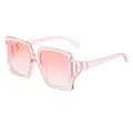 Gafas de sol cuadradas rosa chicle de gran tamaño con lentes degradadas y patillas - Gafas de sol cuadradas con patillas huecas / Rosa Transparente