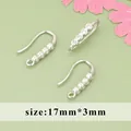 DIY silver-plated earring hooks with clear crystal stones, size 17mm by 3mm for jewelry - MH7902B Style (MH7902B) / 1 Pair Pack / Silver