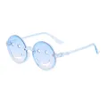 Gafas de sol de fiesta azules transparentes para niños con diseño de cara sonriente - Estilo de Cara Sonriente y Estrella Hueca / Montura Azul / Lentes Azules