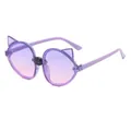 Süße lila Glitzer Fuchs-Ohr Cartoon Sonnenbrille für Kinder mit Verlaufsgläsern - Violetter Rahmen / Violette Gläser