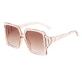 Gafas de sol cuadradas de gran tamaño con montura transparente melocotón y cristales. - Gafas de sol cuadradas con patillas huecas / Té Transparente