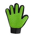 Green silicone pet grooming glove for hair removal and massage with adjustable wrist strap - Hair Removal Glove / Green