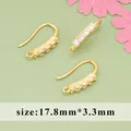 18K gold plated DIY earring finding hooks with cubic zirconia, size 17.8mm by 3.3mm - MH7903A Style (MH7903A)
