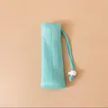 Bolsa de malla espumosa gruesa azul menta para jabón y limpiador facial con cordón - Engrosado / Azul