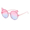 Children's cute cat ear sunglasses with pink blue gradient lenses and glitter frame - Pink Frame Blue Pink Lens